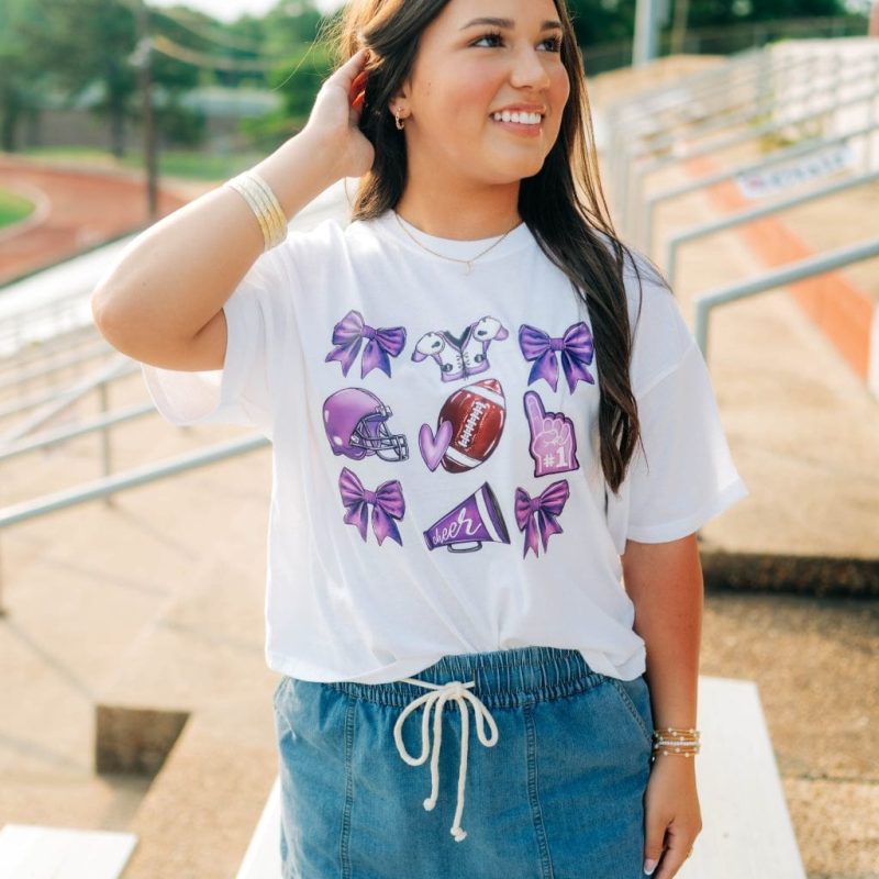 White Coquette Football Relaxed Short Tee