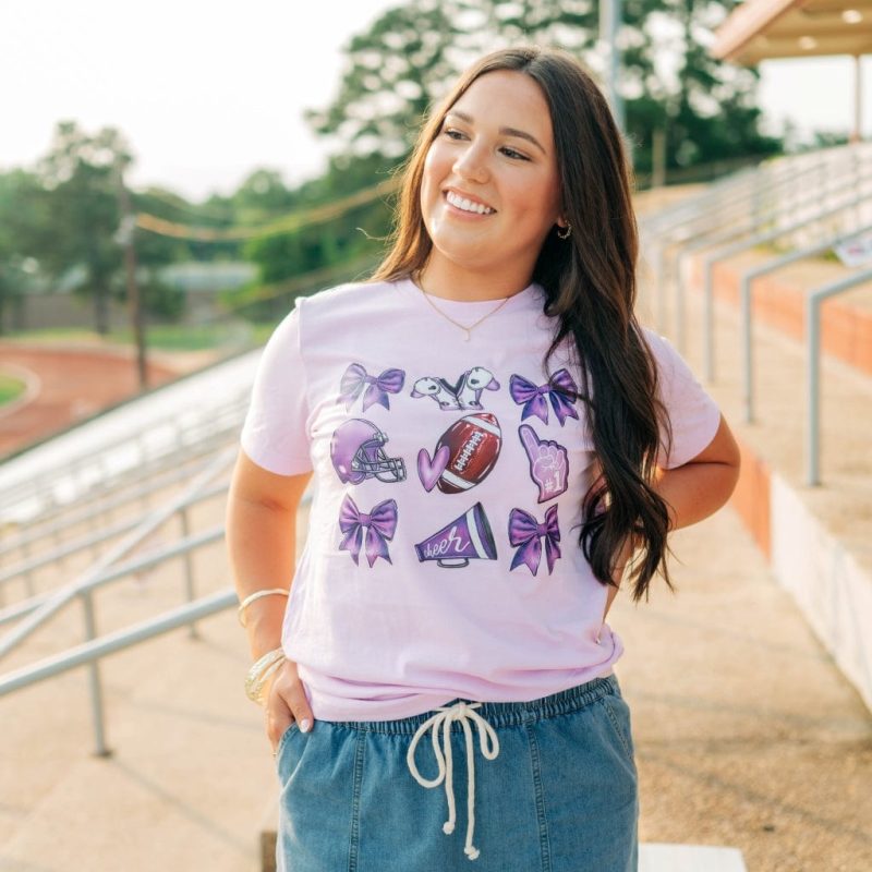 Purple Coquette Football Tee