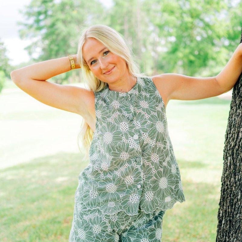 Green Eyelet Vest & Shorts Set