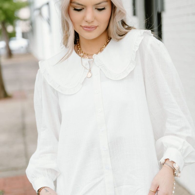 White Peter Pan Collar Blouse