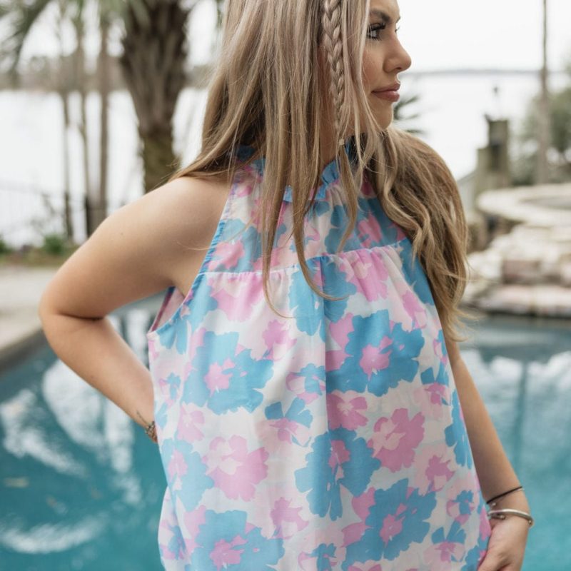 Blue Presley Primrose Halter Top