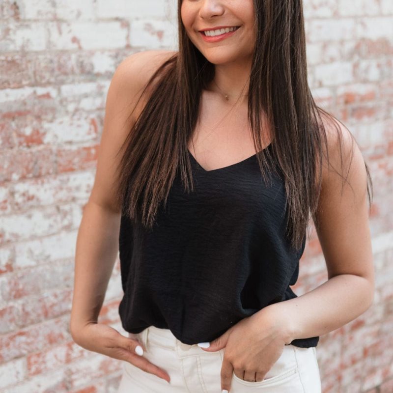 Black V-Neck Flowy Sleevless Cami